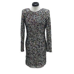 MANGO Long Sleeve Rainbow Sequin Dress SIZE 6